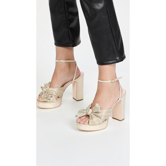 Loeffler Randall Natalia Pleated Platform Sandals Platinum - 7 - Picture 6 of 6